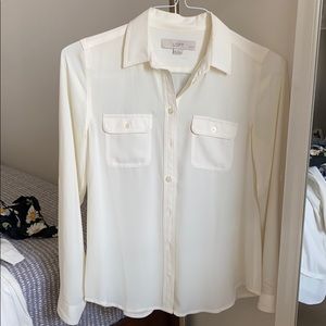 Loft silky ivory blouse